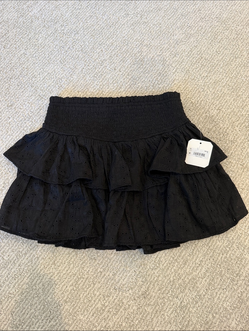 Altar'd State Black Eyelet Tiered Mini Skirt
